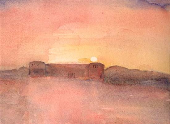 slottsruinen solnedgång 